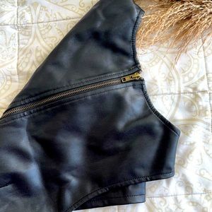 Leather cropped tank